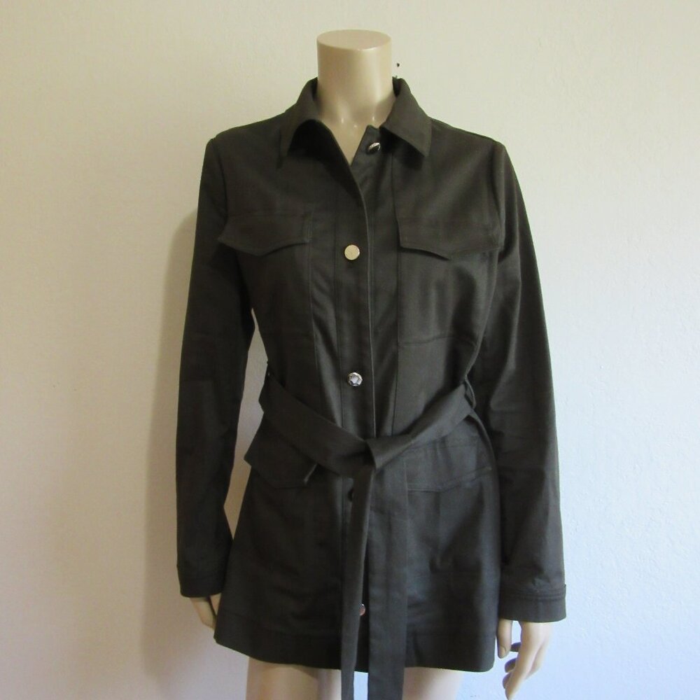 TED BAKER Khaki Green Cargo 4 Long Sleeve Silver Tone Buttons Pockets Jacket